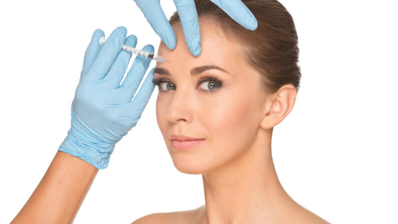 woman injected botox