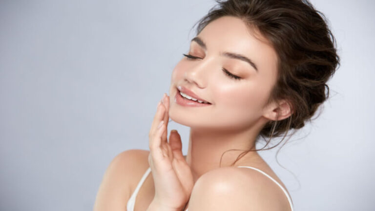 young lady with glass skin