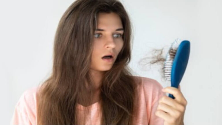 young lady having hair loss